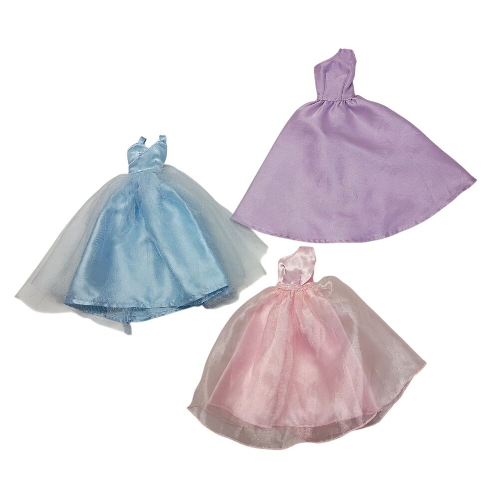 Vintage Fashion Doll Dresses Standard 11.5" Fit n Flare Long Formal Toy Lot of 3